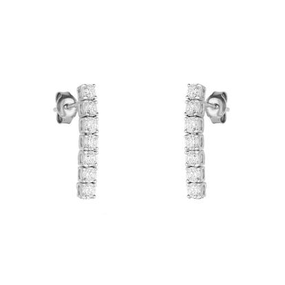 Metallic Sterling Silver Tennis Earrings