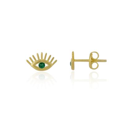 Metallic Emerald Color Eye Stud Earring Sterling Silver