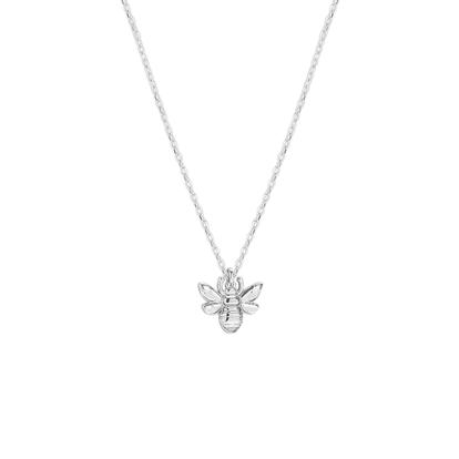 Metallic Sterling Silver Bee Pendant Chain Necklace