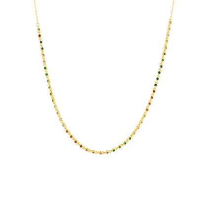 Metallic Rainbow Round Tennis Necklace Sterling Silver