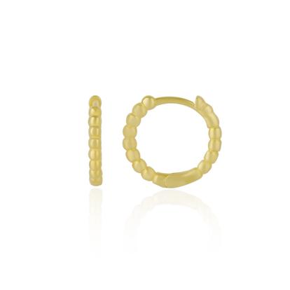 Metallic Bead Hoop Sterling Silver Earring