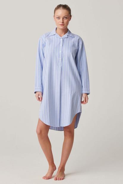 Blue "Westwood Blue" Stripe Brushed Cotton Nightshirt