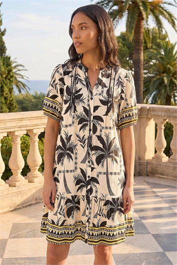 Palm Button Down Short Dress 14918538