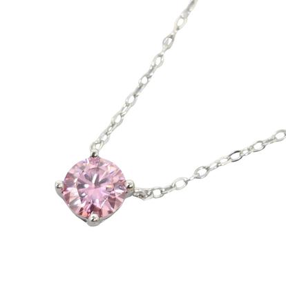Pink Pink Tourmaline Moissanite Crystal Silver Necklace