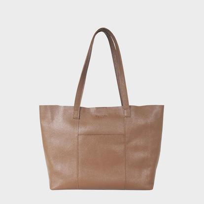 Black 'Maisie' Real Pebble Grain Leather Unlined Shopper Tote Bag