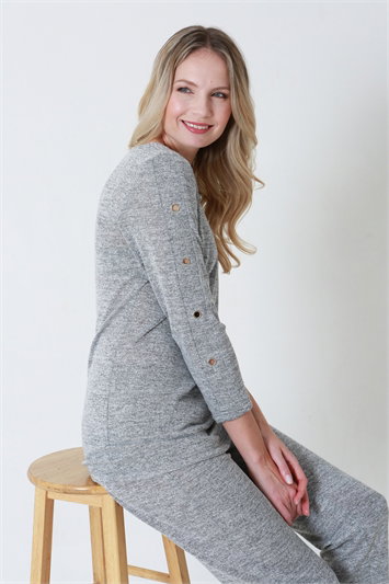 Grey Julianna V-Neck Lounge Top