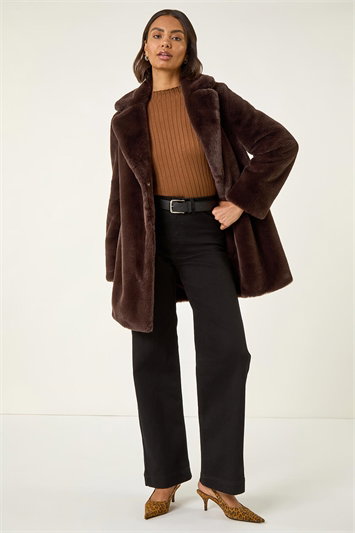 Faux Fur Longline Coat 12025619