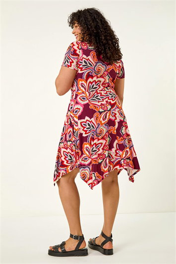 Curve Floral Print Twist Front Dress 14525176