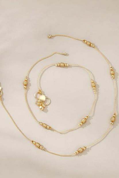 Metallic Golden Brass Thread Minimalist Boho Thin Slim Foot Payal Anklet