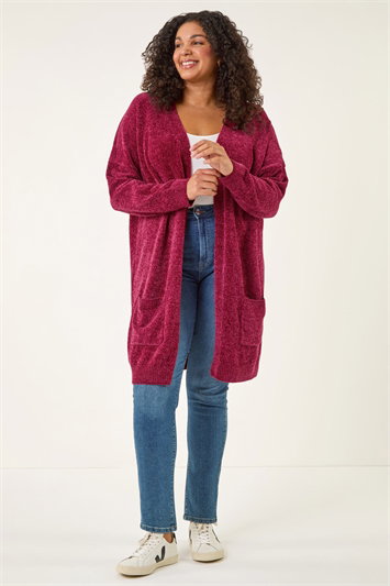 Curve Textured Chenille Knit Cardigan 16248778