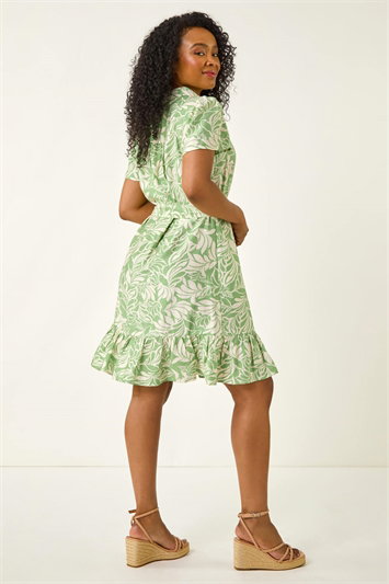 Petite Leaf Print Shirt Dress 14745234