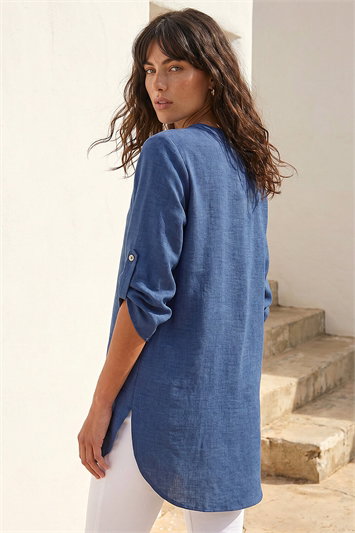 Horn Button Detail Longline Top 20208429