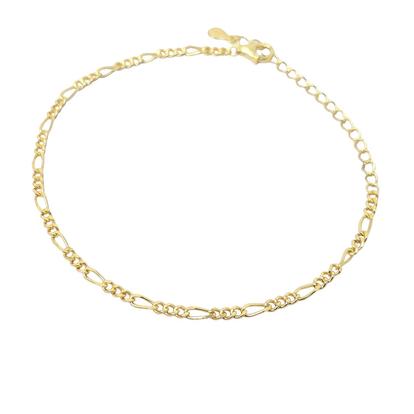 Metallic Gold Plated Everyday Figaro Chain Stacking Bracelet