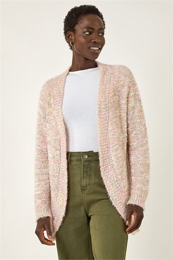 Pink Speckled Popcorn Knit Cardigan