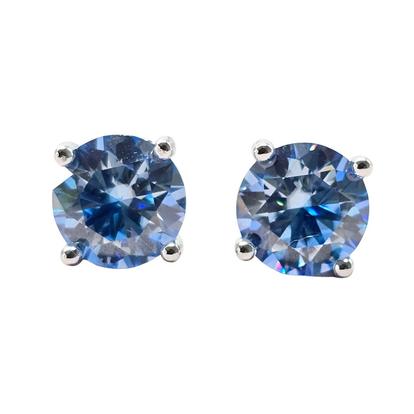 Blue Sapphire Moissanite Crystal Sterling Silver Earrings