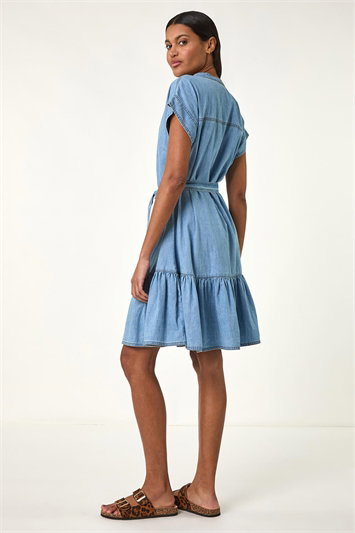 Denim Tiered Shirt Dress 14678043