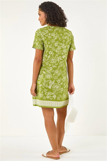Paisley Print Linen Blend Shift Dress 14884334