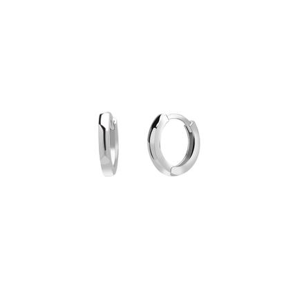 Metallic Edgy Geometric Sterling Silver Hoop Earrings