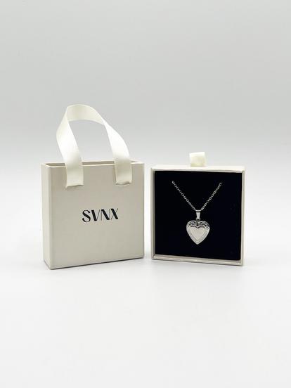 Metallic Large Heart Locket Necklace - Gift Boxed