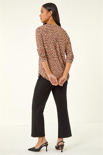 Petite Animal Print Button Stretch Shirt 19467088