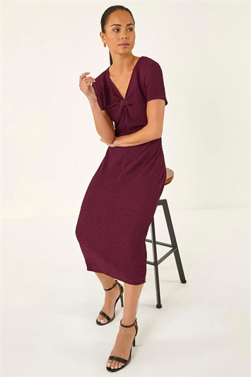 Petite Textured Twist Midi Dress 14806495