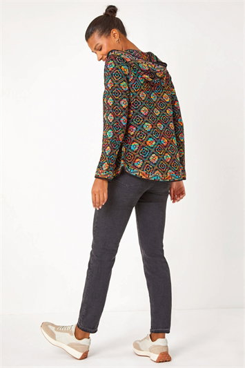 Aztec Zip Front Hooded Cardigan 16138158