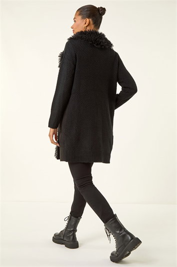 Longline Faux Shearling Knit Coatigan 16020008