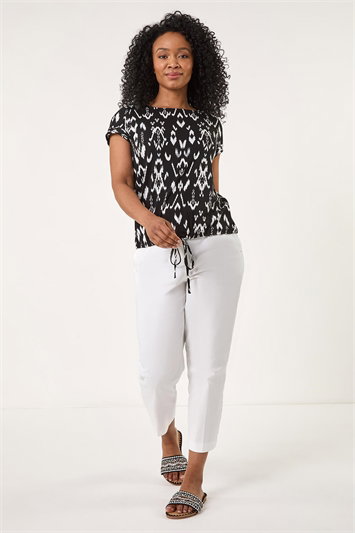 Petite Aztec Stretch Drawstring Top 19393108