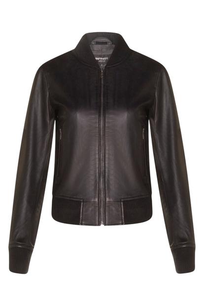 Black Ma-1 Leather Bomber Jacket-Newcastle