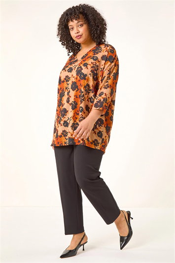 Curve Watercolour V-Neck Stretch Top 20237781