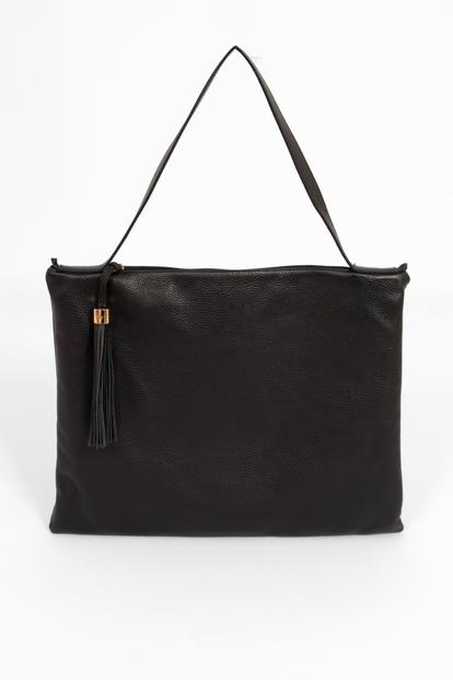Black Italian Leather Tote Bag