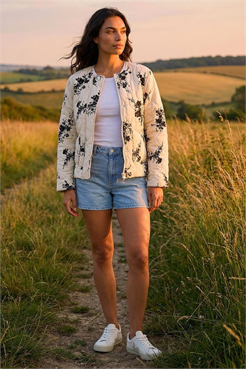 Floral Flock Quilted Jacket 15050424