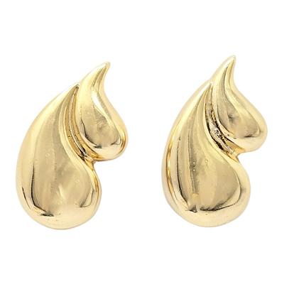 Metallic Statement Dual Tear Drop Gold Pated Earrings