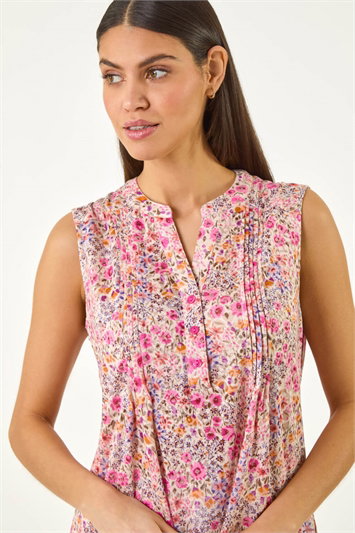 Pink Floral Burnout Vest Top