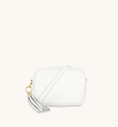 White The Tassel White Leather Crossbody Bag