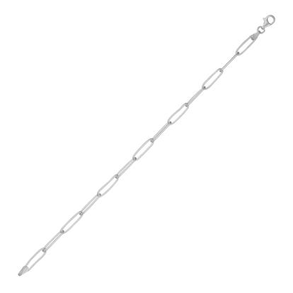 Metallic Sterling Silver Rectangular Large Chain Bracelet