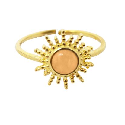 Metallic Citrine November Birthstone Sun Gold Plated Ring