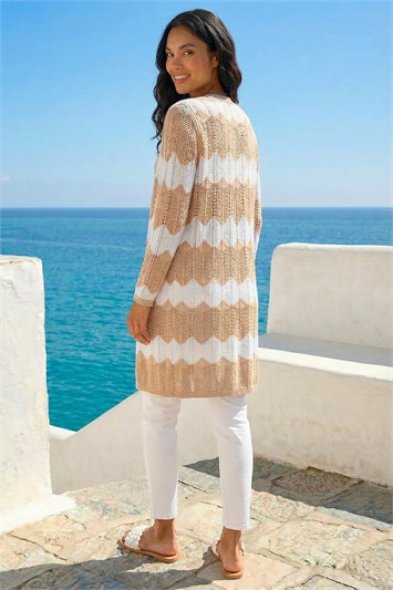 Chevron Stripe Longline Cardigan 16110659