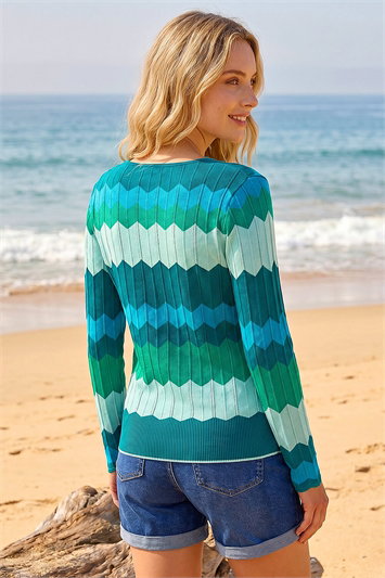 Wave V-Neck Knit Jumper 16329509