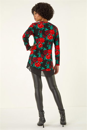 Floral Print V-Neck Chiffon Top 19453678