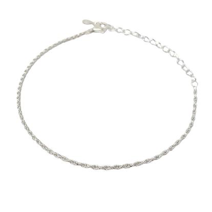 Metallic Sterling Silver Everyday Rope Chain Stacking Bracelet