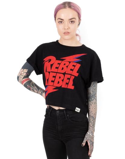 Black David Bowie For Cropped Short Sleeved T-Shirt
