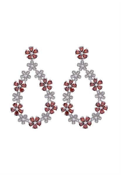 Red Diva Dainty Floral Dangle Earrings