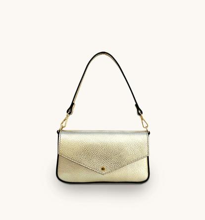 Metallic The Munro Gold Leather Shoulder Bag