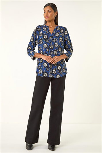 Floral Puff Print Stretch Shirt 19421209