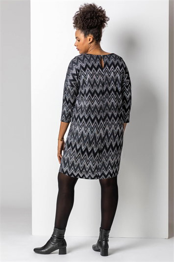 Curve Zig Zag Print Shift Dress 14176385