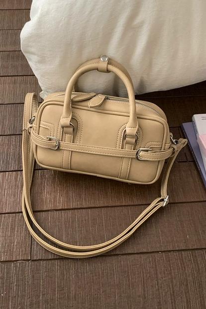 Pink Barrel Satchel Handbag With Shoulder Strap