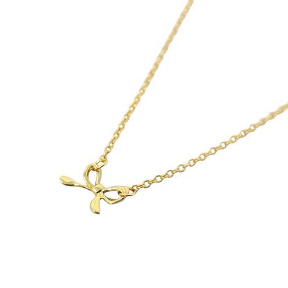 Metallic Tiny Small Bow Tie Ribbon Gold Plated Necklace