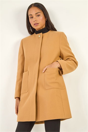 Petite Patch Pocket Buttoned Coat 12041416