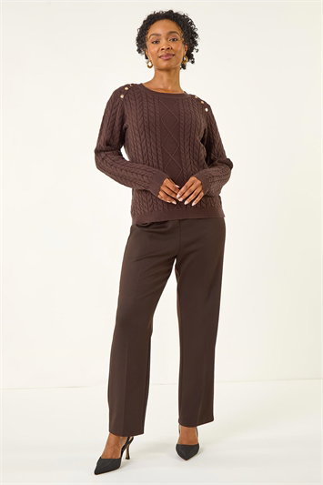 Petite Button Cable Knit Jumper 16228919